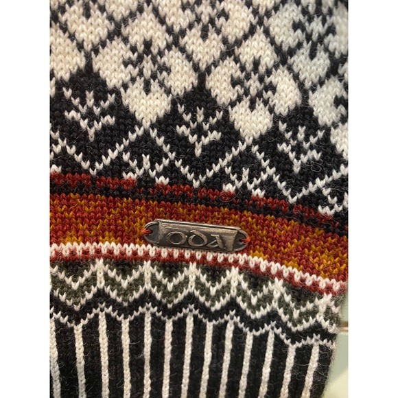 ODA of Norway Wool Sweater Nordic Snowflake Clasp Pullover Black White M - Picture 2 of 6
